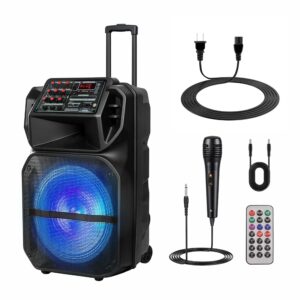 QS-1238 Portable Bluetooth PA Party Speaker - Dual 8" Woofer 60W Stereo System